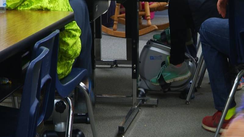 Promo Image: Traverse City Students Exercise Mind, Bodies With New Desk Bike Pedals