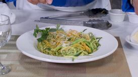 Cooking With Chef Hermann: Vegetable Noodles with Shrimp and Pistachio Pesto