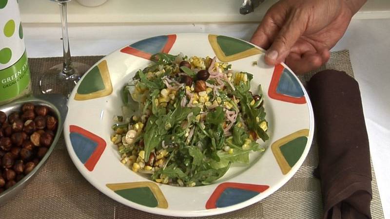 Promo Image: Corn Salad with Hazelnuts and Prosciutto