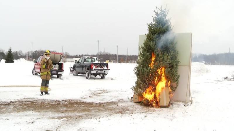Promo Image: Traverse City Fire Department, Coast Guard Practice Christmas Tree Safety