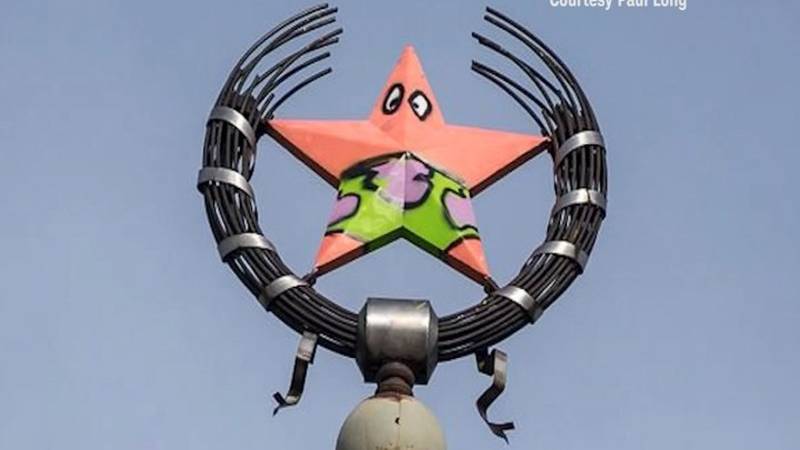 Promo Image: Vandals In Russia Paint Soviet Star Into Patrick From Spongebob