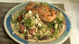 Greek Salad with Oregano-Roasted Salmon