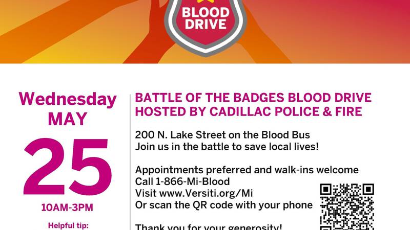 Promo Image: Cadillac Police, Fire Departments to Hold &#8220;Battle of the Badges&#8221; Blood Drive