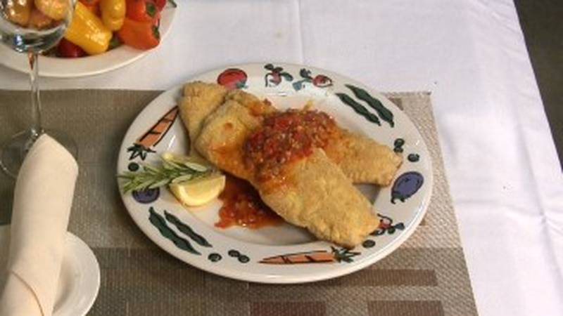 Promo Image: Cornmeal Crusted Trout with Caper-Cherry Pepper Pan Sauce