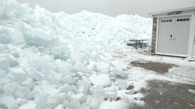 Warmer temperatures, high winds causing ice walls to appear on the east side of Houghton Lake