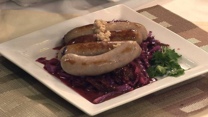 Promo Image: German Bratwurst and Red Cabbage and Beer