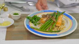 Cooking With Chef Hermann: Salmon with Asparagus and Morels Over Couscous