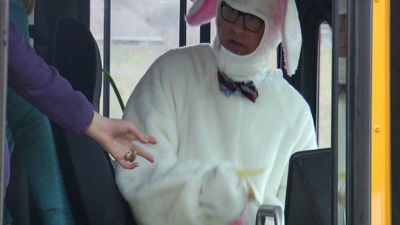 Promo Image: TCAPS Bus Driver Dresses Up As Easter Bunny For Students