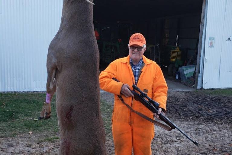 Bob Stowe shot this 8 point buck at 7:30 opening morning on his farm in Hersey, Michigan.  Bob has hunted since he was 14 years old and he is now 79.  This...