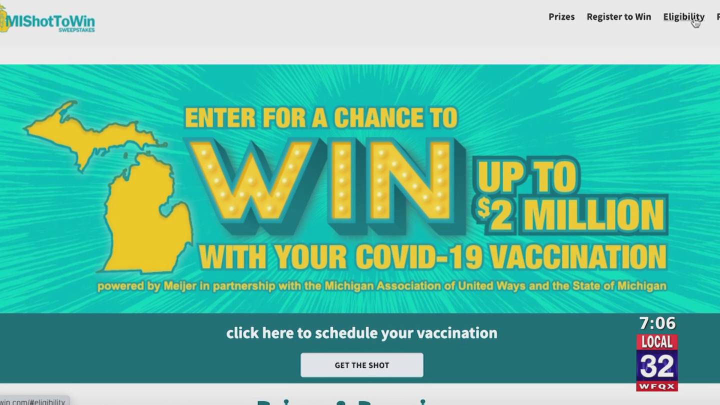 'mi Shot To Win' Vaccine Sweepstakes Drawings Begin Tuesday