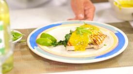Cooking With Chef Hermann: Grilled Swordfish with Citrus Turmeric Sauce and Spinach